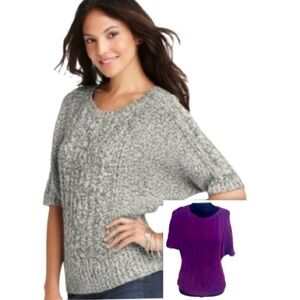 Women's Purple Cable Knit Sweater by Loft Ann Taylor Classic Cable Dolman sleeve
